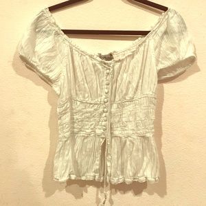 White Off-the-Shoulder Caribbean-Style Blouse